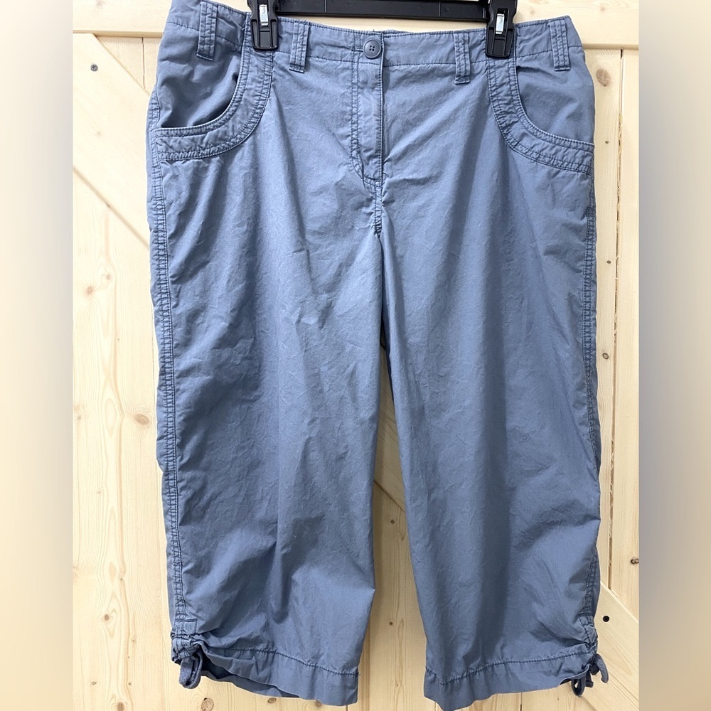 ❤️🥰Izod Capri Tie Cropped Ankle Gray Blue Cargo Leisure Pants